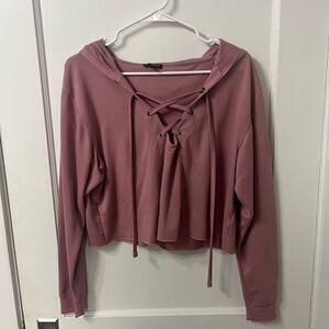 Mauve lace up long sleeved express shirt